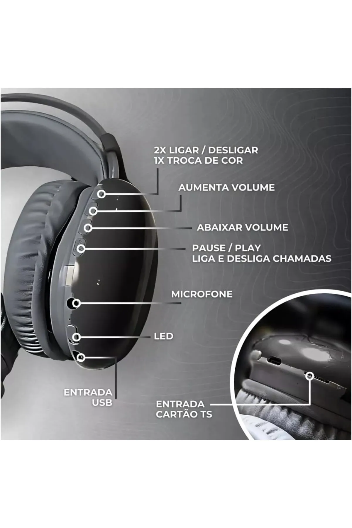 Bilişim Burada PG580 Disco Pulse LED Işıklı Yüksek Ses Kaliteli Mikrofonlu Kablosuz Bluetooth Kafaüstü Kulaklık Siyah
